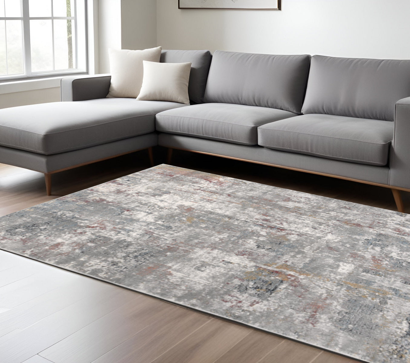 2' X 10' Gray Abstract Pattern Runner Rug-Area Rugs-DECOROLALA