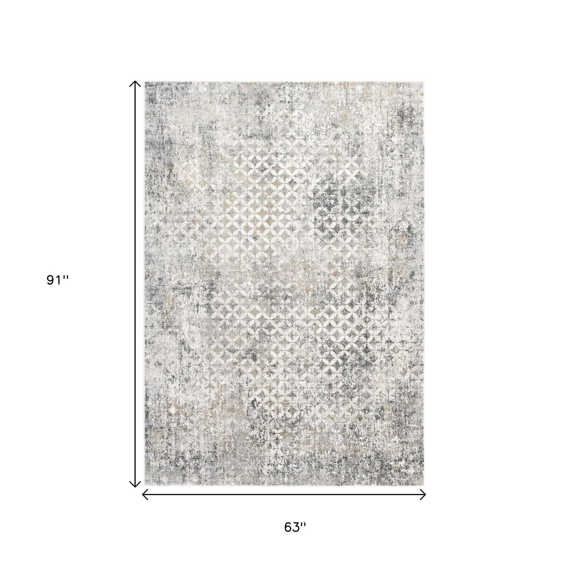 2' X 10' Gray And Ivory Distressed Runner Rug-Area Rugs-DECOROLALA
