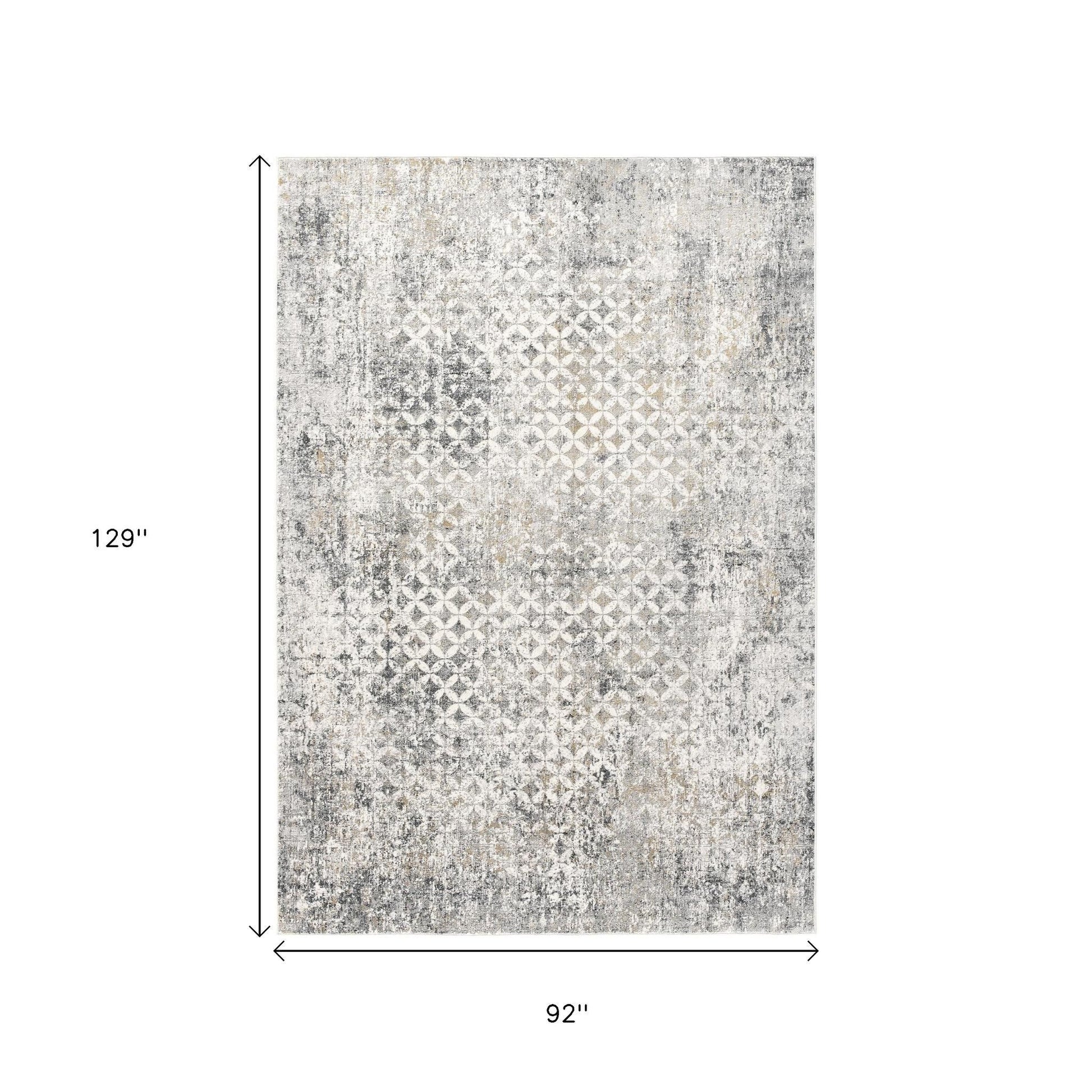 2' X 10' Gray And Ivory Distressed Runner Rug-Area Rugs-DECOROLALA
