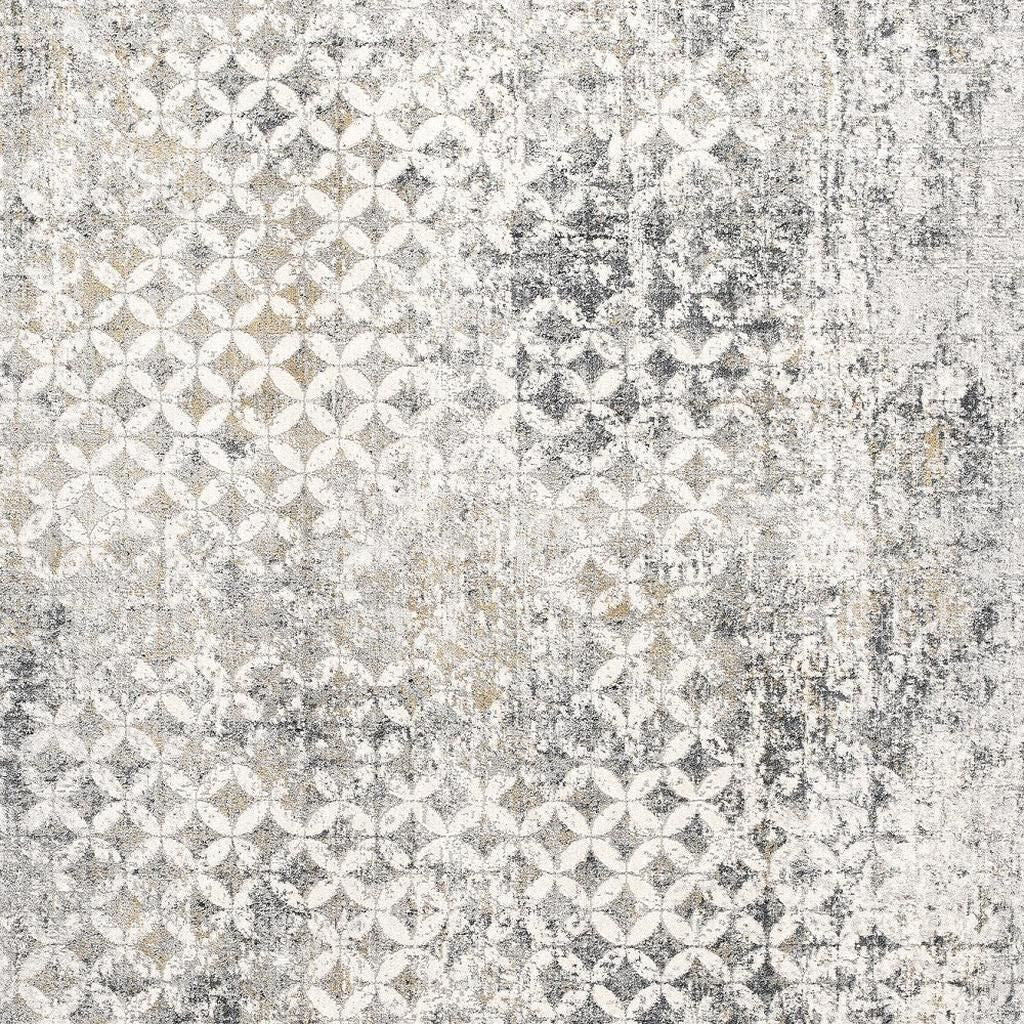 2' X 10' Gray And Ivory Distressed Runner Rug-Area Rugs-DECOROLALA