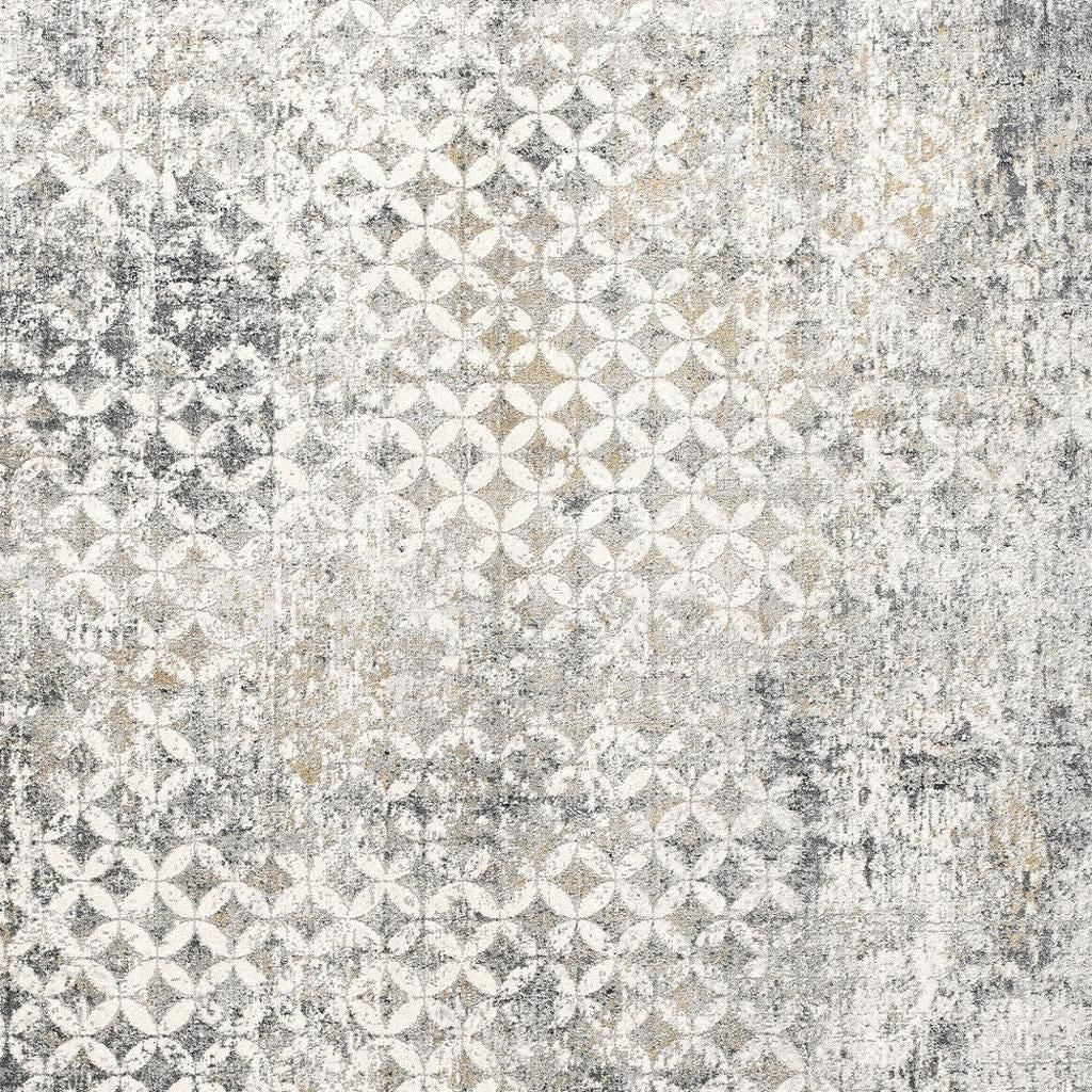 2' X 10' Gray And Ivory Distressed Runner Rug-Area Rugs-DECOROLALA