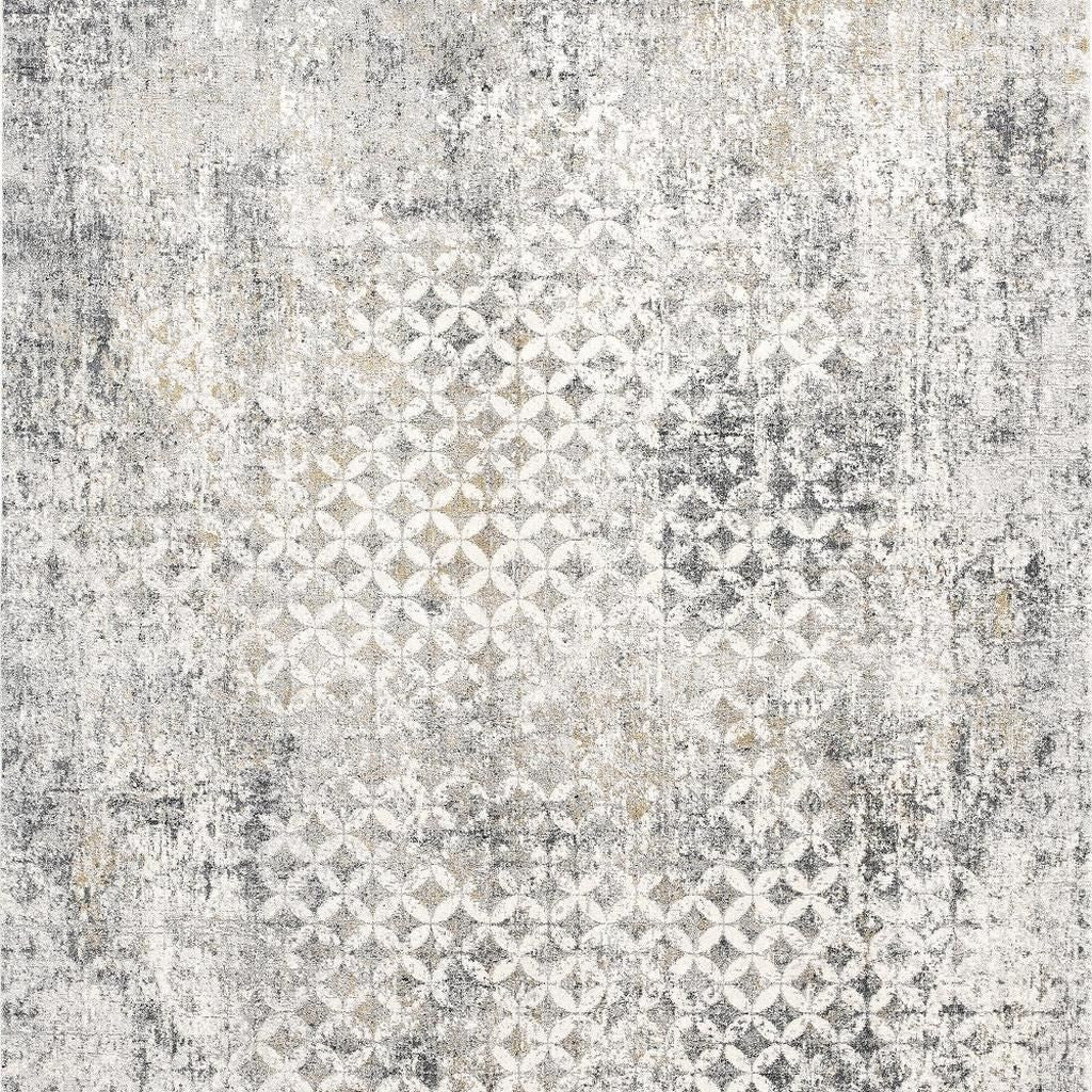 2' X 10' Gray And Ivory Distressed Runner Rug-Area Rugs-DECOROLALA