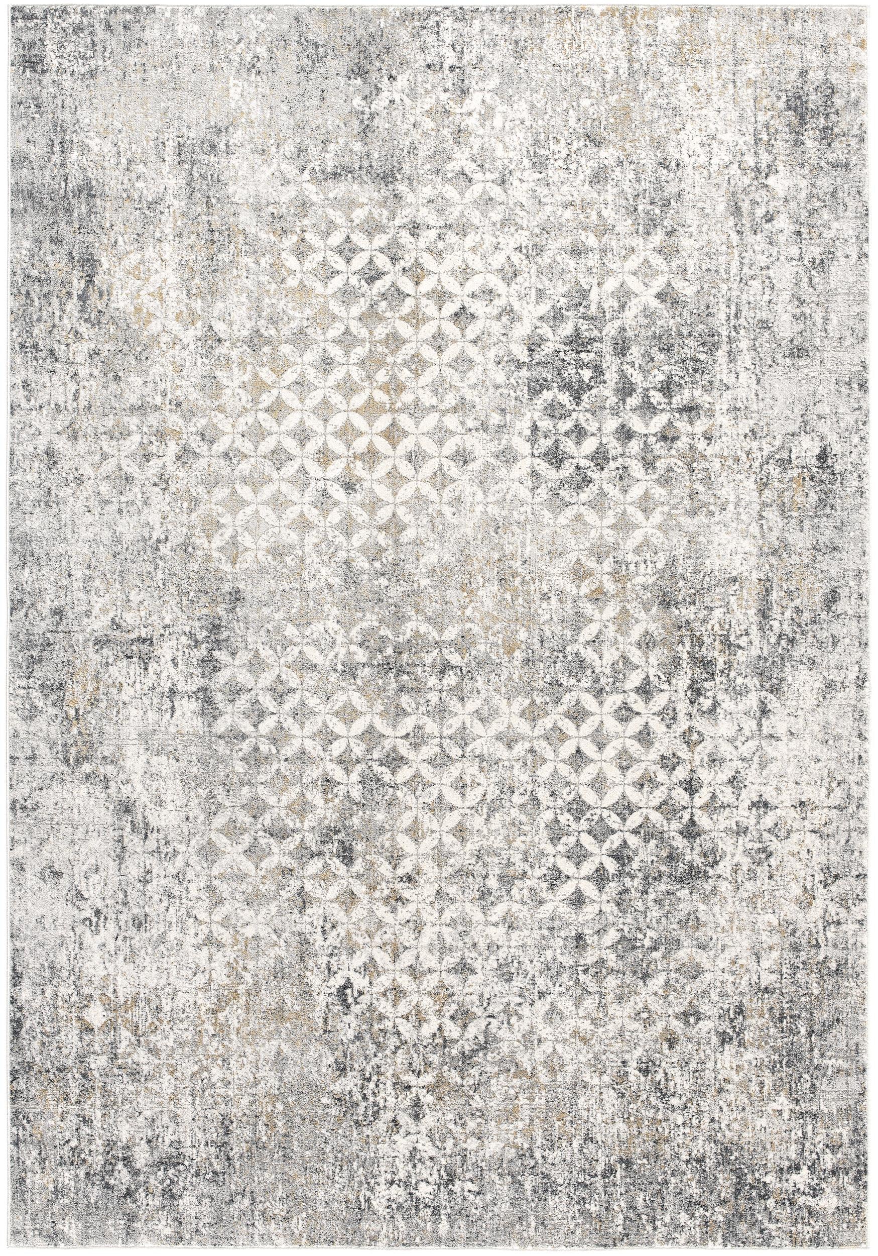 2' X 10' Gray And Ivory Distressed Runner Rug-Area Rugs-DECOROLALA