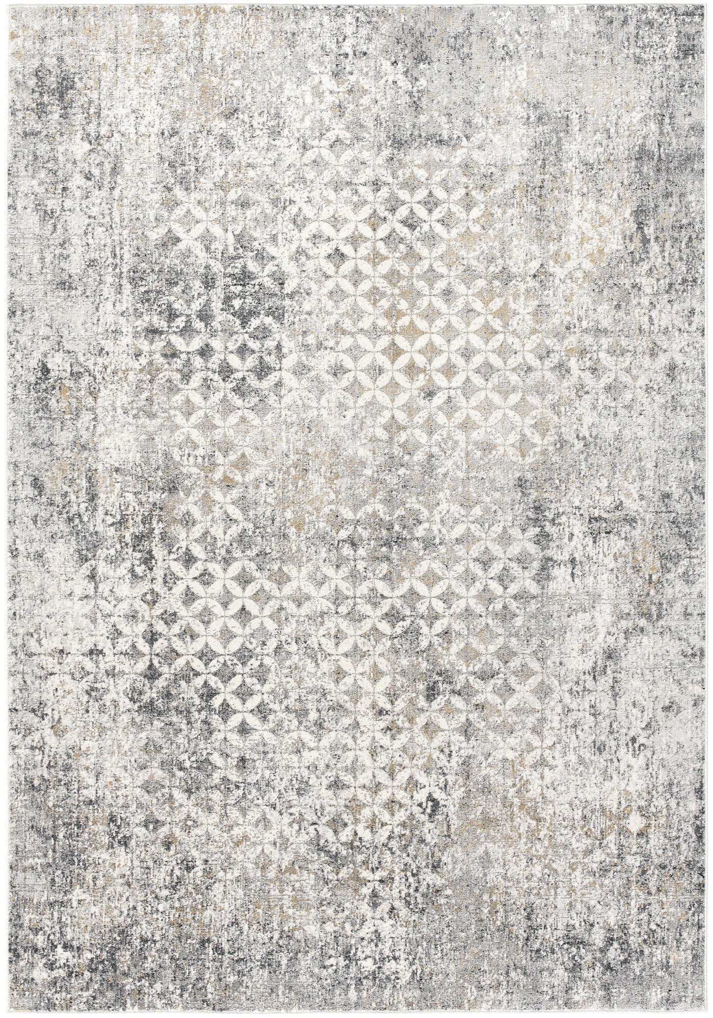 2' X 10' Gray And Ivory Distressed Runner Rug-Area Rugs-DECOROLALA