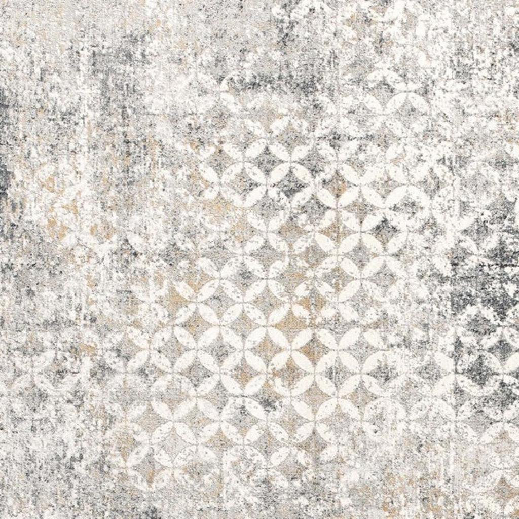 2' X 10' Gray And Ivory Distressed Runner Rug-Area Rugs-DECOROLALA