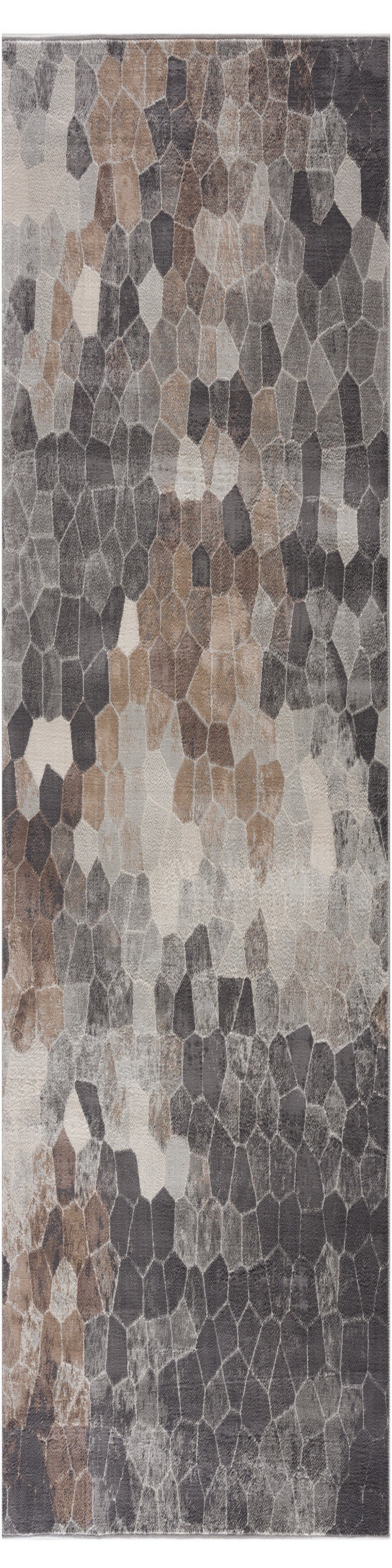2' X 15' Beige Cobblestone Pattern Runner Rug-Area Rugs-DECOROLALA