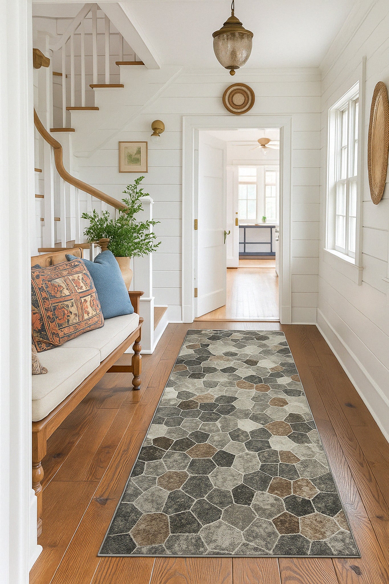 2' X 15' Beige Cobblestone Pattern Runner Rug-Area Rugs-DECOROLALA