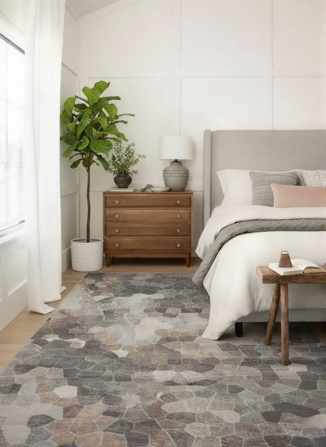 2' X 15' Beige Cobblestone Pattern Runner Rug-Area Rugs-DECOROLALA