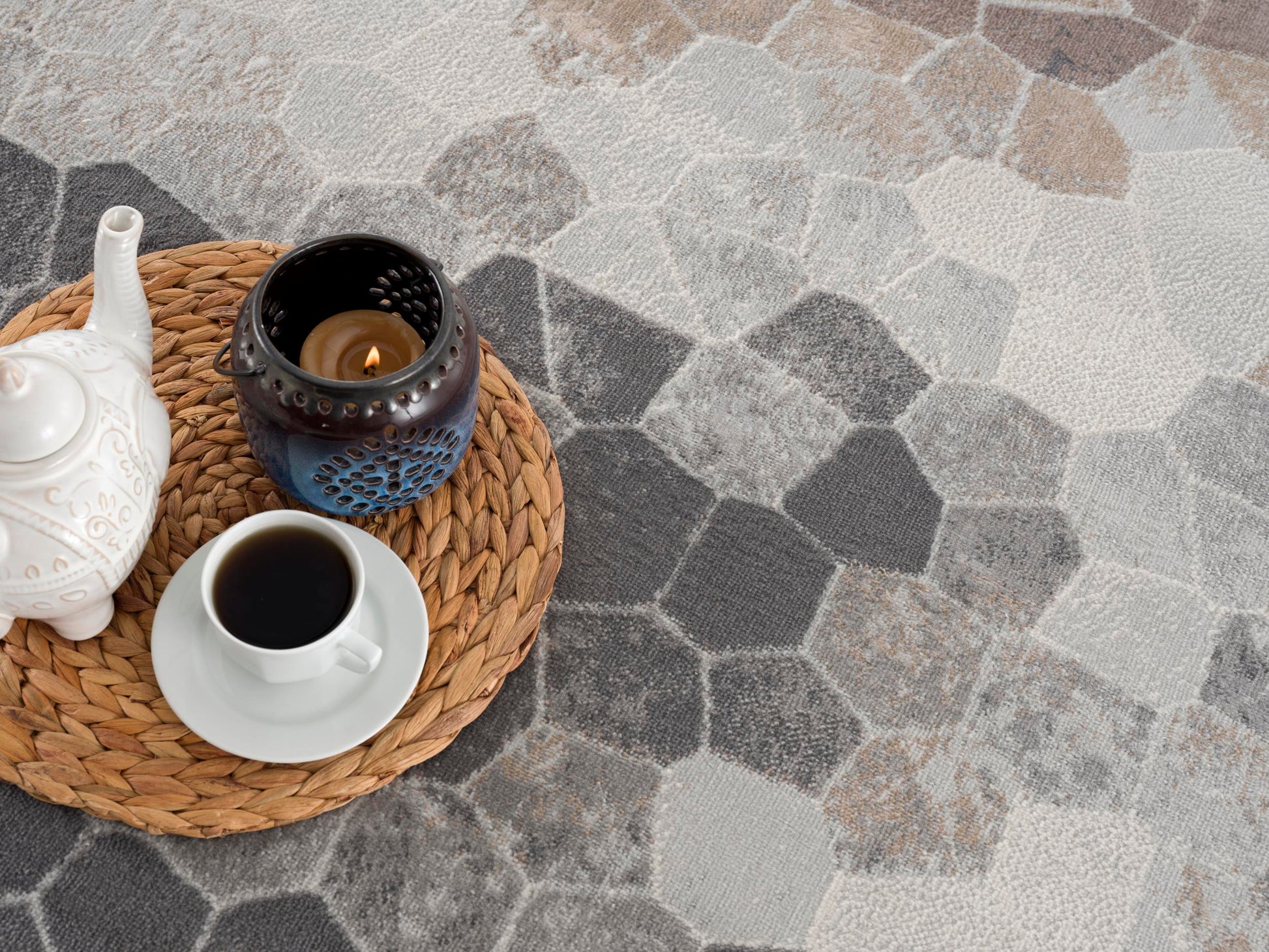 2' X 15' Beige Cobblestone Pattern Runner Rug-Area Rugs-DECOROLALA