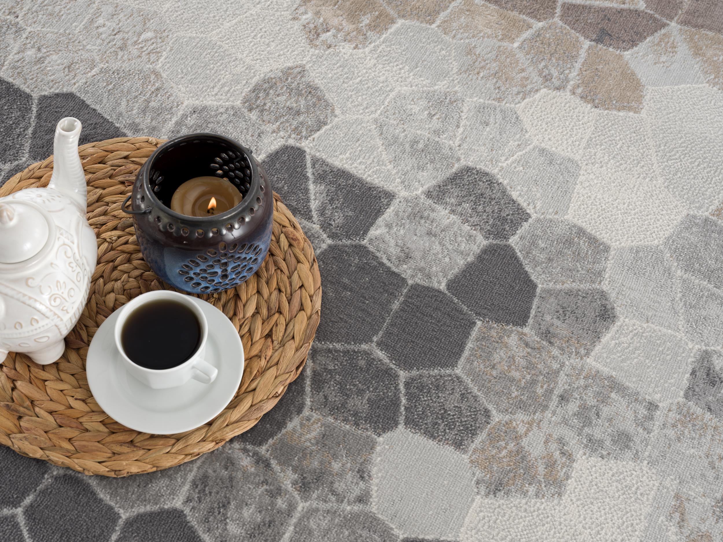 2' X 15' Beige Cobblestone Pattern Runner Rug-Area Rugs-DECOROLALA