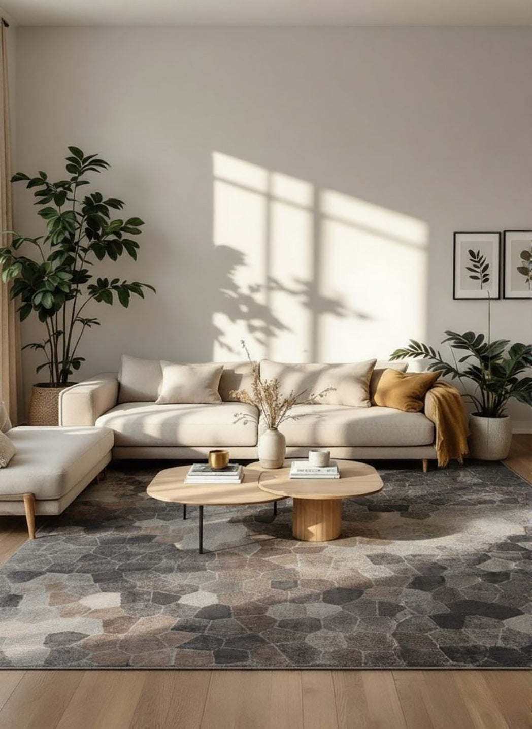 2' X 15' Beige Cobblestone Pattern Runner Rug-Area Rugs-DECOROLALA