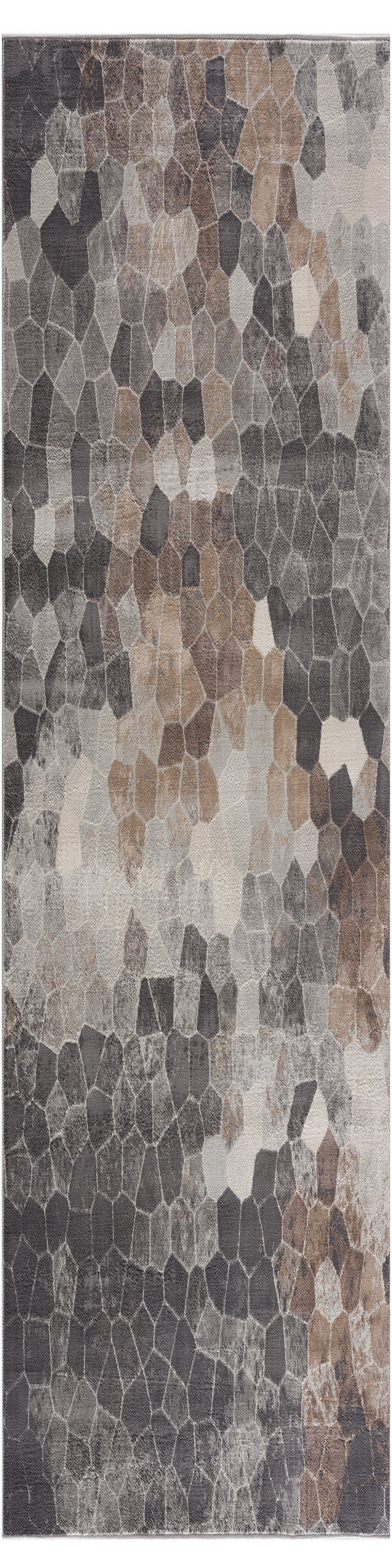 2' X 15' Beige Cobblestone Pattern Runner Rug-Area Rugs-DECOROLALA