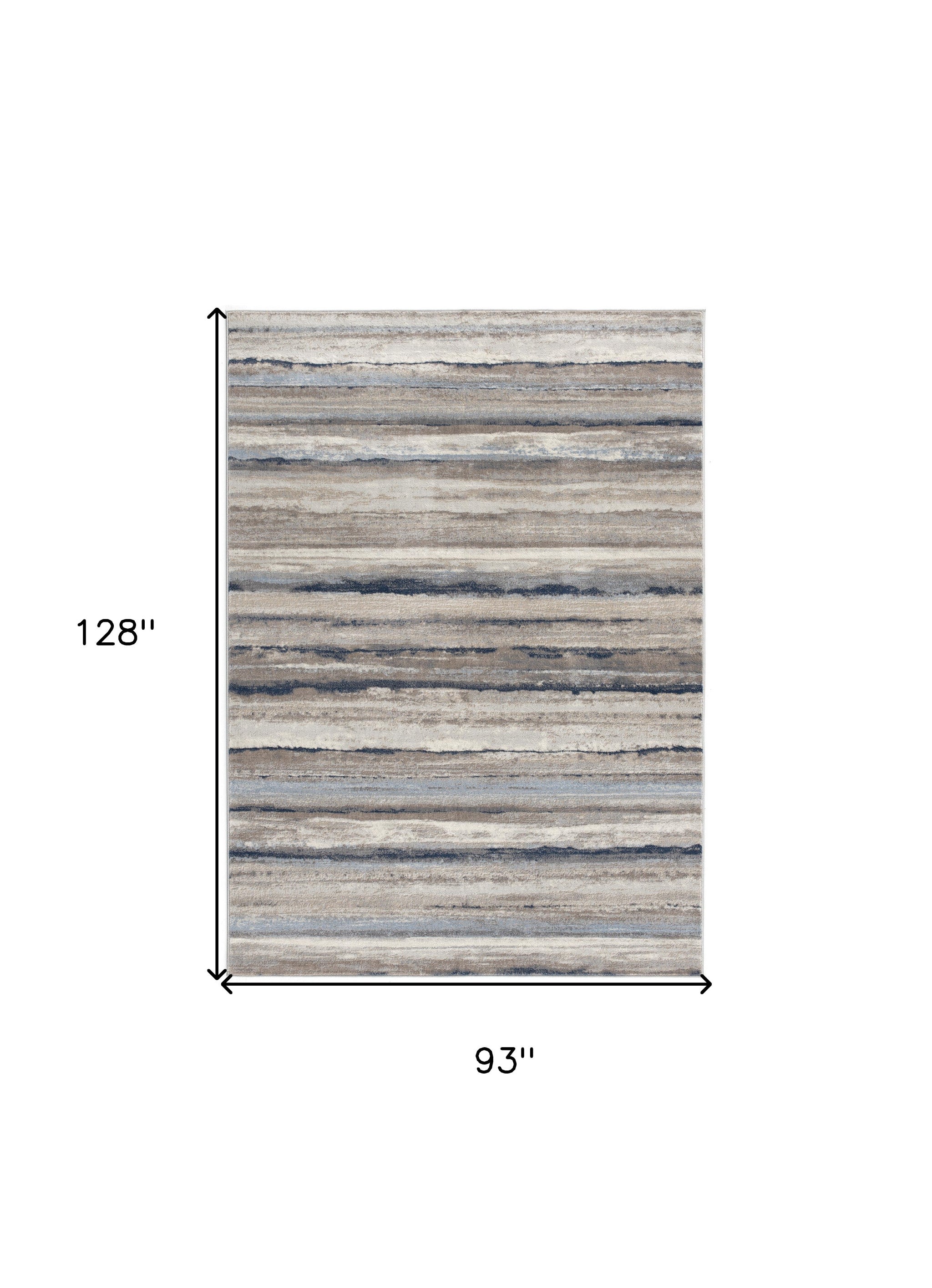 2' X 15' Blue And Beige Distressed Stripes Runner Rug-Area Rugs-DECOROLALA