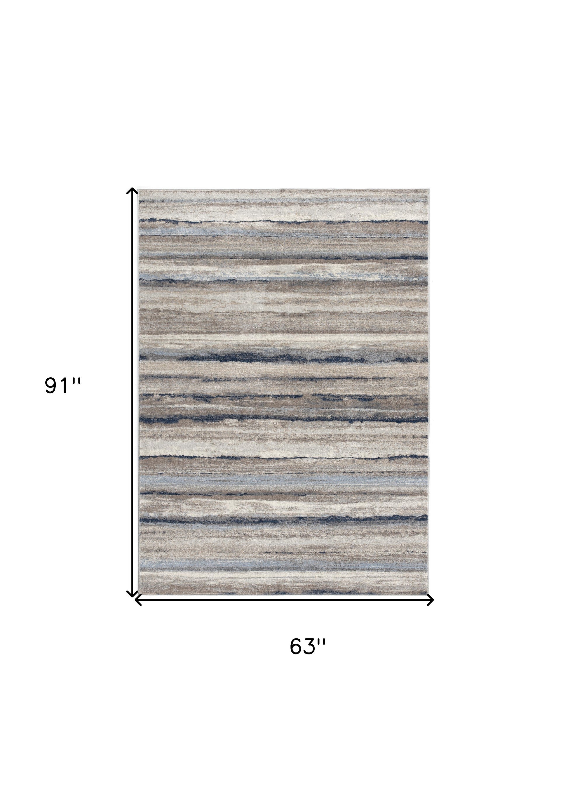2' X 15' Blue And Beige Distressed Stripes Runner Rug-Area Rugs-DECOROLALA
