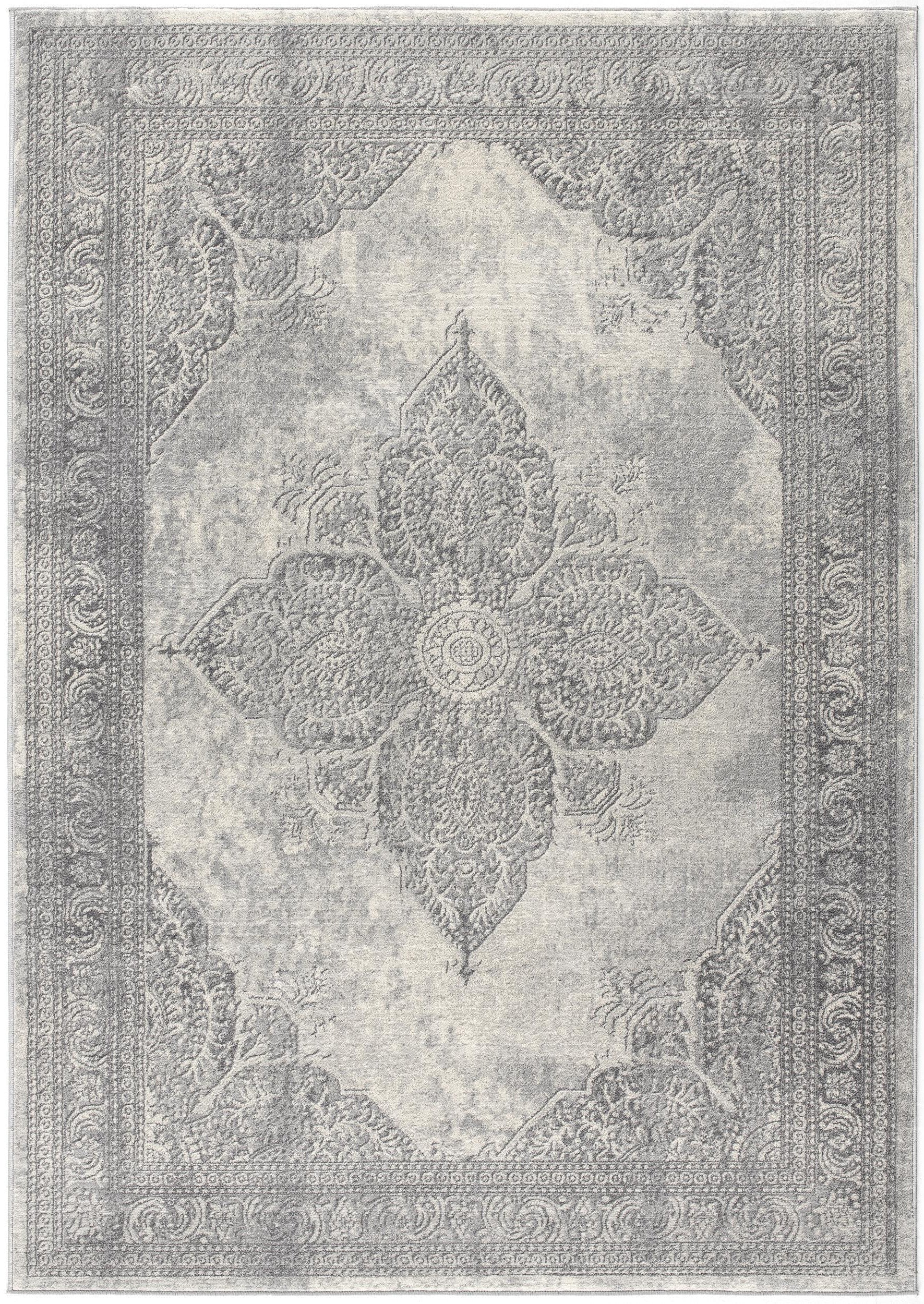 2' X 15' Gray Distressed Medallion Runner Rug-Area Rugs-DECOROLALA