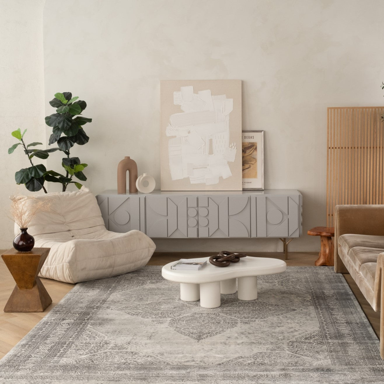 2' X 15' Gray Distressed Medallion Runner Rug-Area Rugs-DECOROLALA