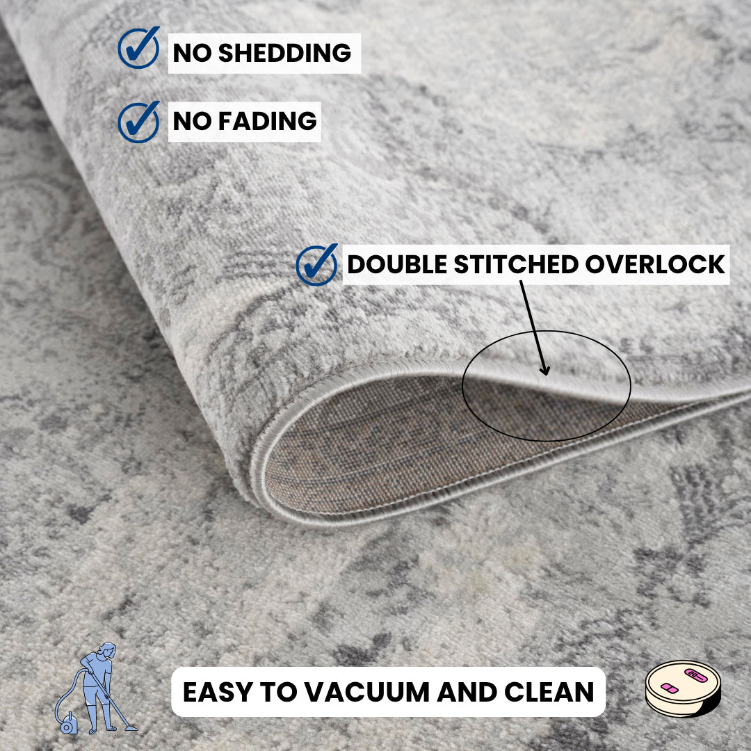 2' X 15' Gray Distressed Trellis Pattern Runner Rug-Area Rugs-DECOROLALA