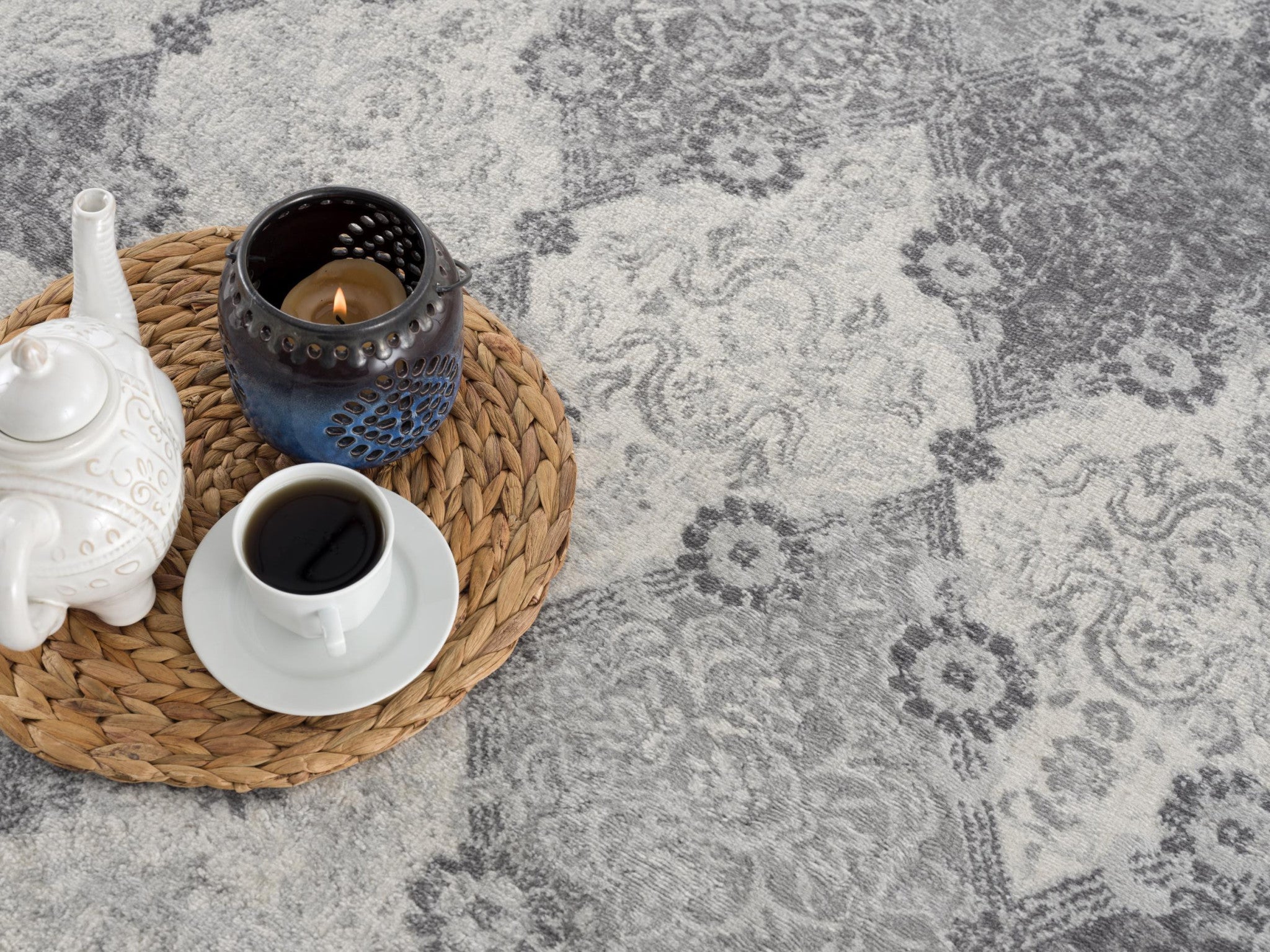 2' X 15' Gray Distressed Trellis Pattern Runner Rug-Area Rugs-DECOROLALA