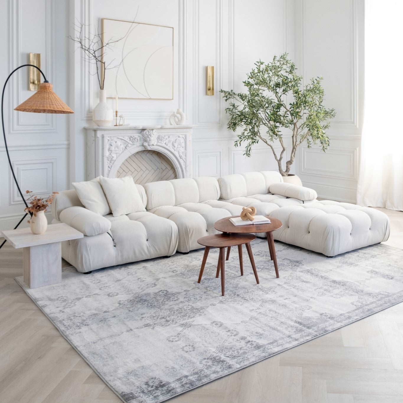 2' X 15' Gray Distressed Trellis Pattern Runner Rug-Area Rugs-DECOROLALA