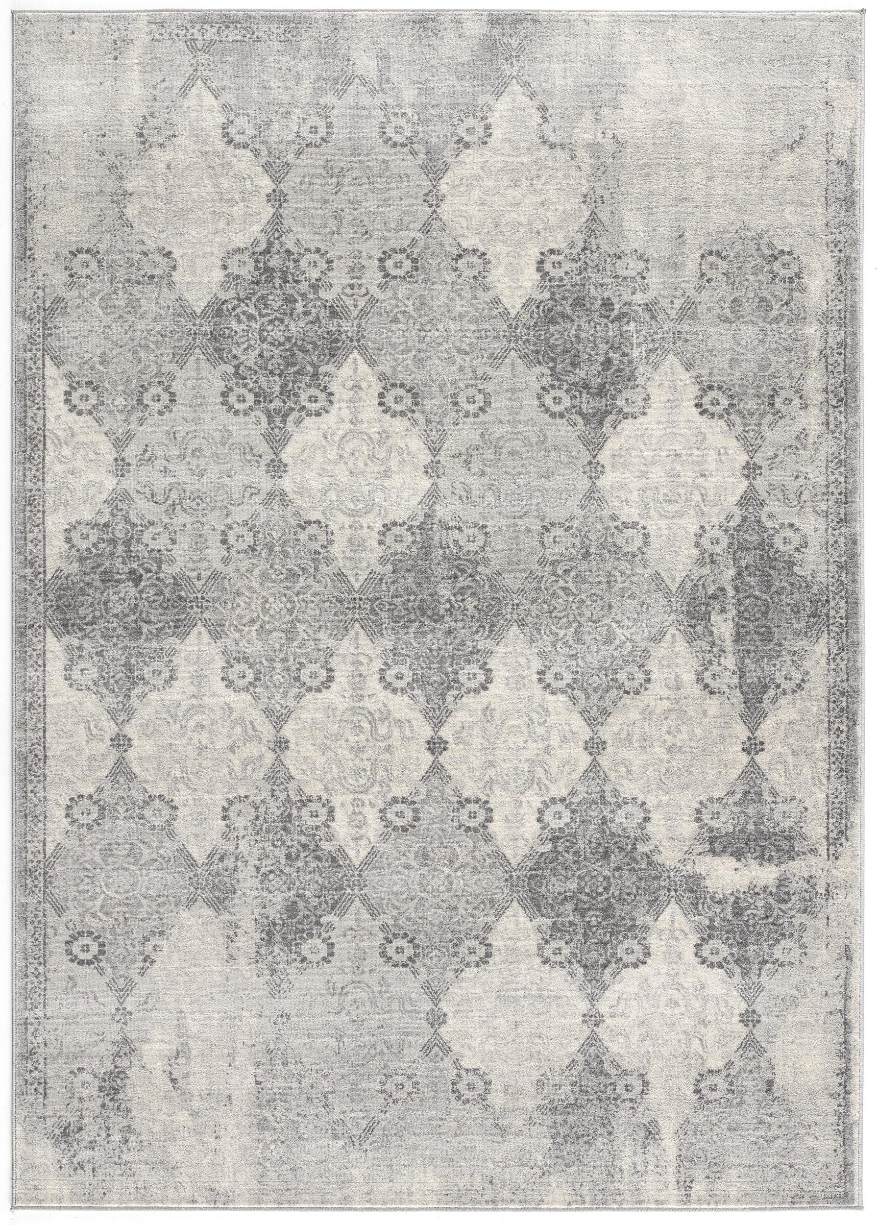 2' X 15' Gray Distressed Trellis Pattern Runner Rug-Area Rugs-DECOROLALA