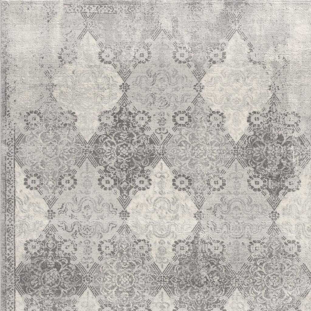 2' X 15' Gray Distressed Trellis Pattern Runner Rug-Area Rugs-DECOROLALA