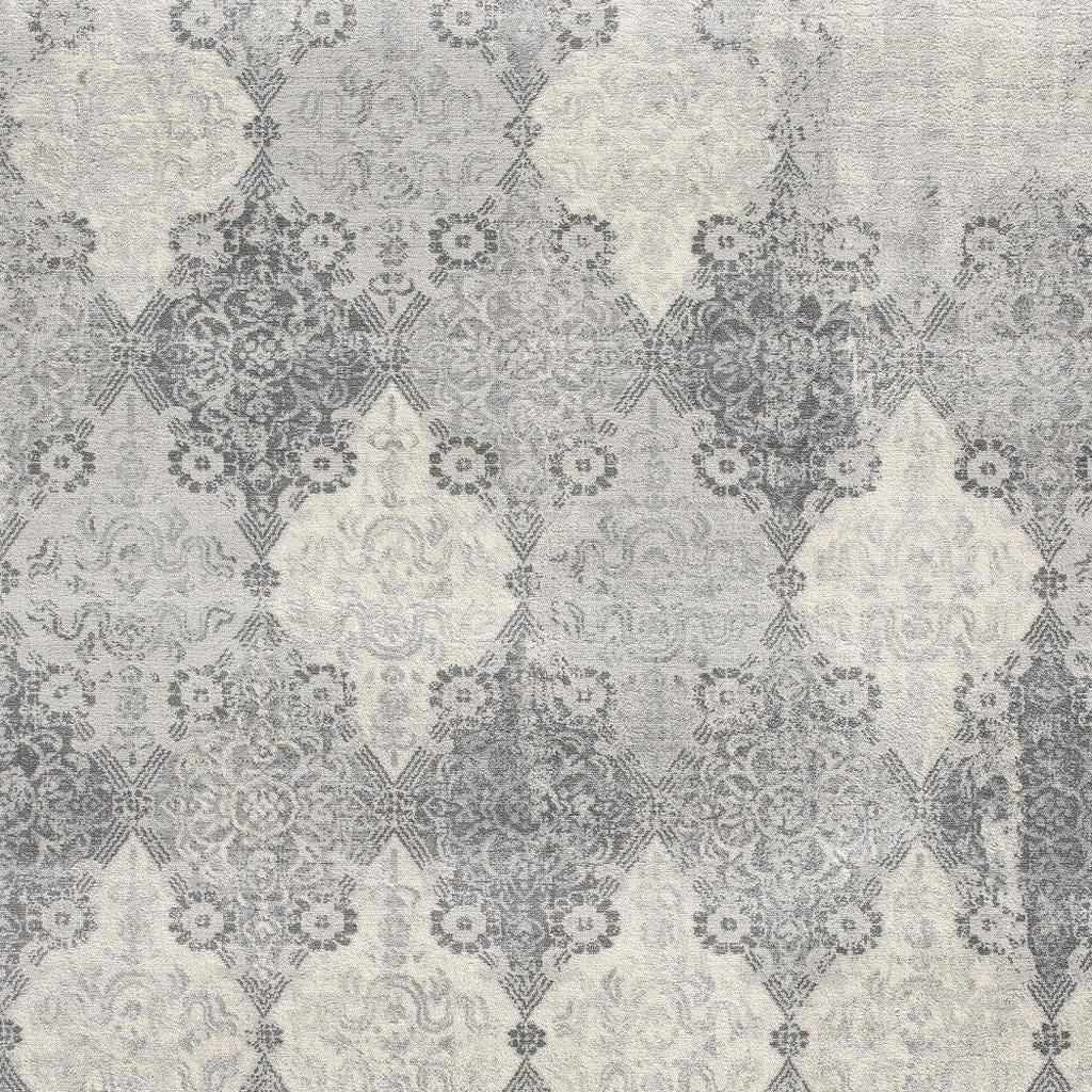 2' X 15' Gray Distressed Trellis Pattern Runner Rug-Area Rugs-DECOROLALA