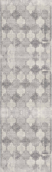 2' X 15' Gray Distressed Trellis Pattern Runner Rug-Area Rugs-DECOROLALA