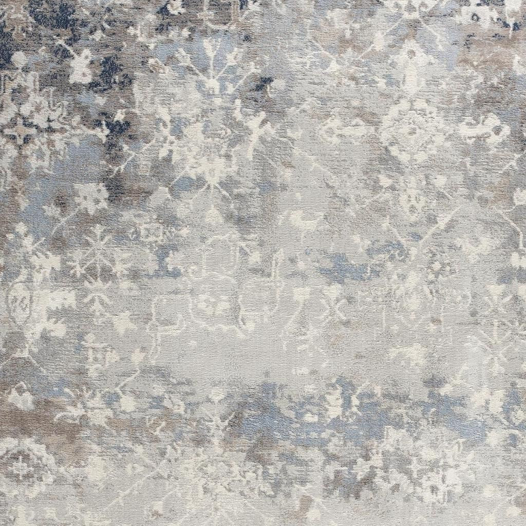 2' X 15' Navy And Beige Distressed Vines Runner Rug-Area Rugs-DECOROLALA