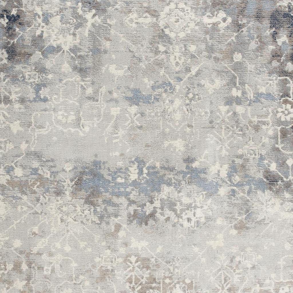 2' X 15' Navy And Beige Distressed Vines Runner Rug-Area Rugs-DECOROLALA