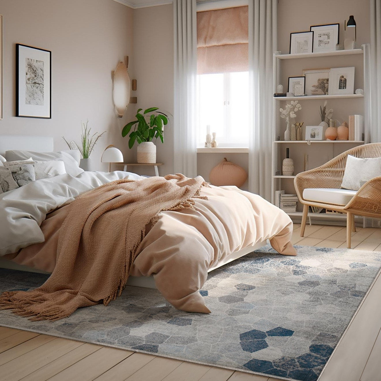 2' X 15' Navy Blue Cobblestone Pattern Runner Rug-Area Rugs-DECOROLALA