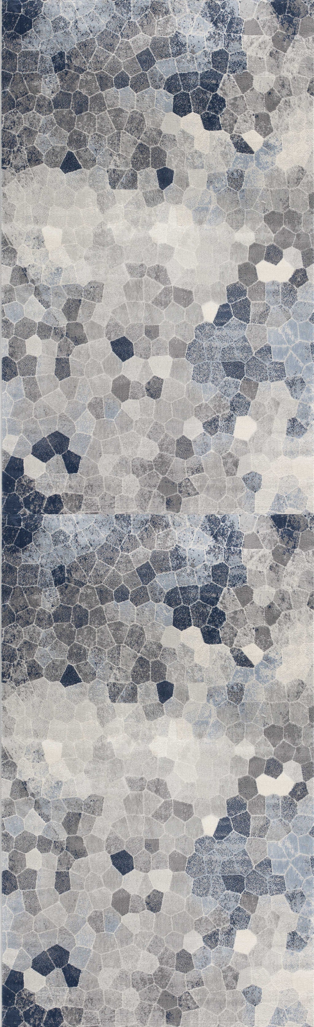 2' X 15' Navy Blue Cobblestone Pattern Runner Rug-Area Rugs-DECOROLALA