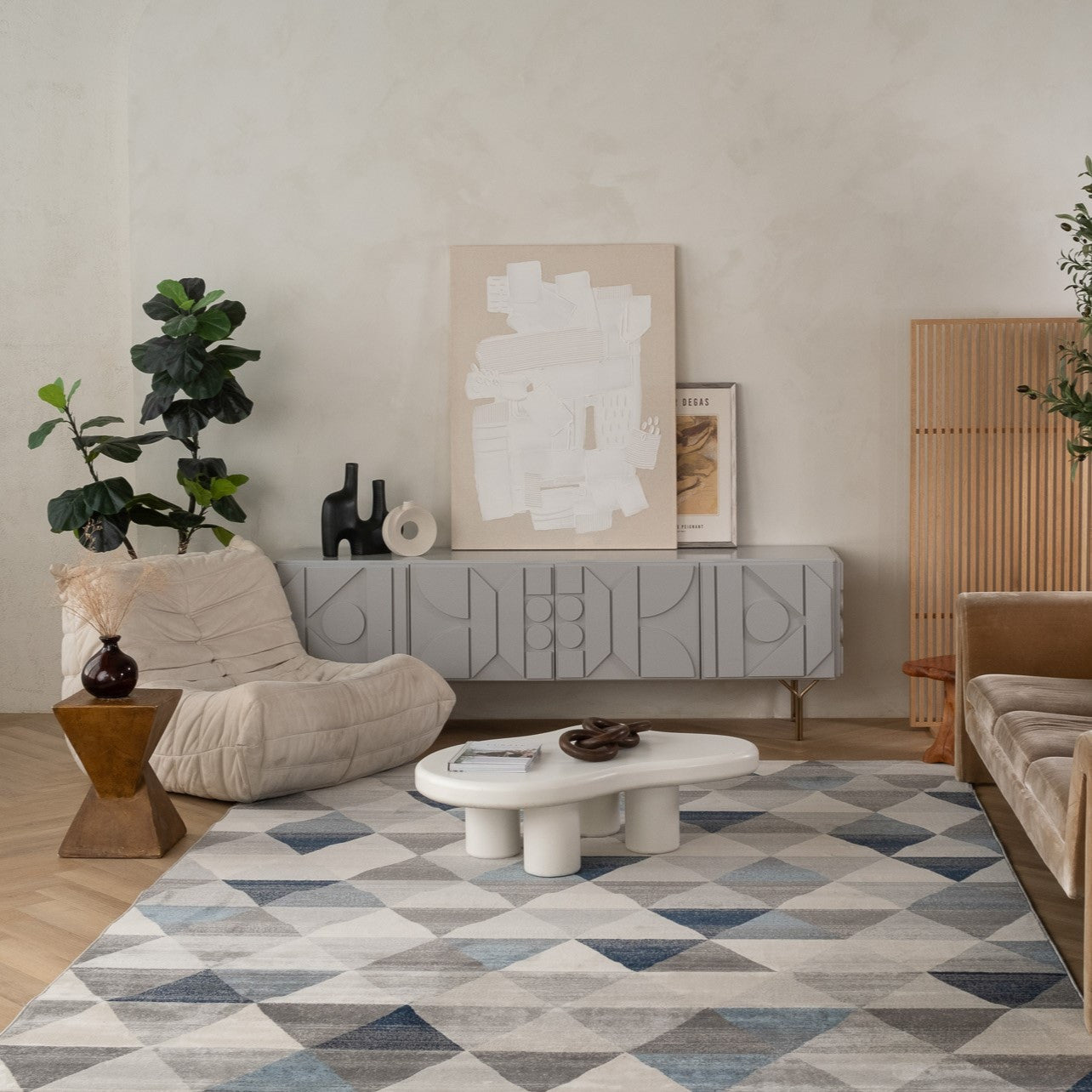 2' X 15' Navy Blue Geometric Diamond Runner Rug-Area Rugs-DECOROLALA