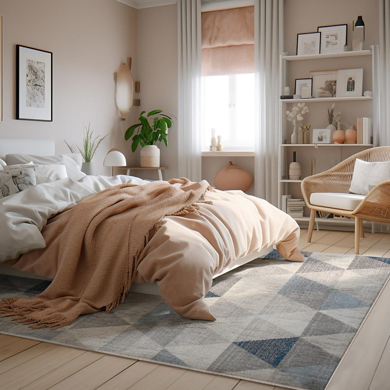 2' X 15' Navy Blue Geometric Diamond Runner Rug-Area Rugs-DECOROLALA