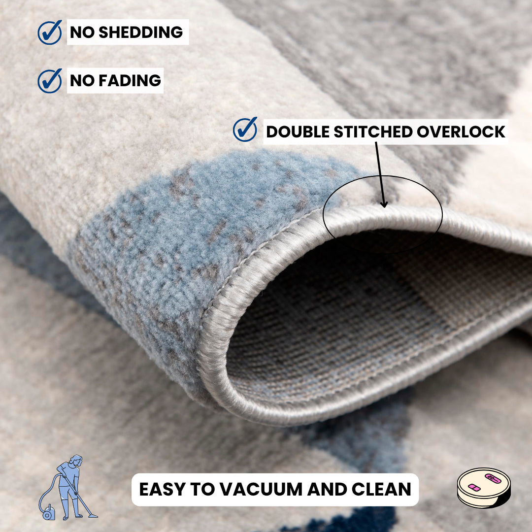 2' X 15' Navy Blue Geometric Diamond Runner Rug-Area Rugs-DECOROLALA