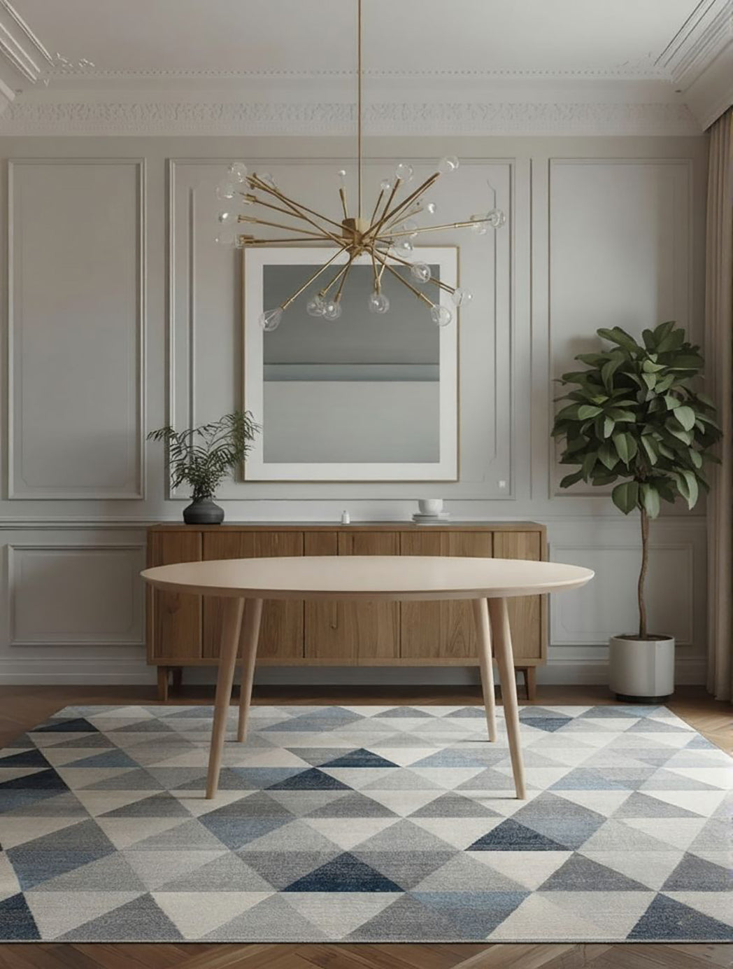 2' X 15' Navy Blue Geometric Diamond Runner Rug-Area Rugs-DECOROLALA