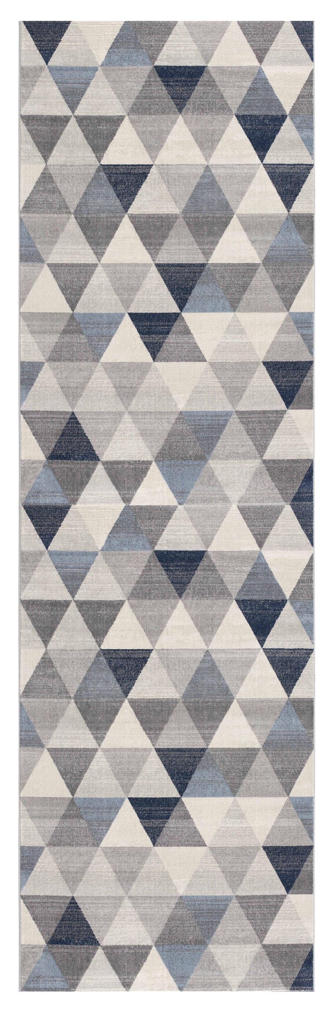 2' X 15' Navy Blue Geometric Diamond Runner Rug-Area Rugs-DECOROLALA
