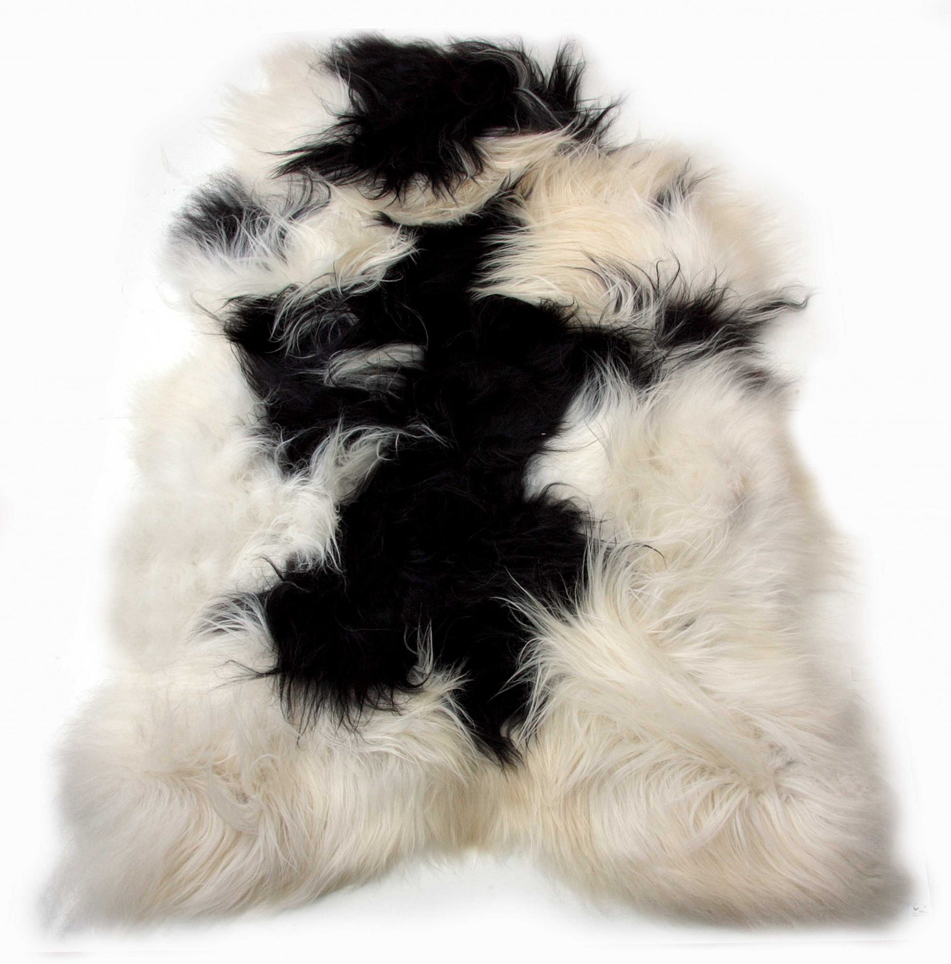 2' X 3' Black and White Spotted Sheepskin Handmade Area Rug-Area Rugs-DECOROLALA