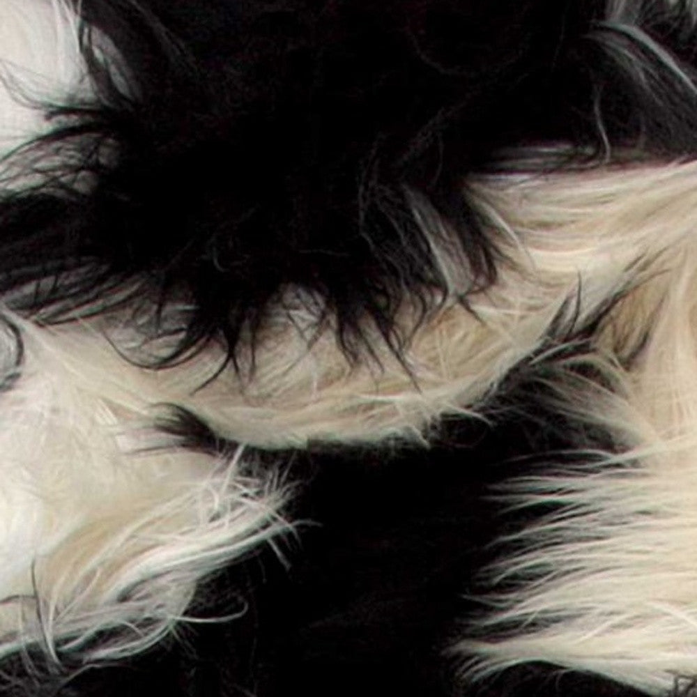 2' X 3' Black and White Spotted Sheepskin Handmade Area Rug-Area Rugs-DECOROLALA