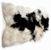 2' X 3' Black and White Spotted Sheepskin Handmade Area Rug-Area Rugs-DECOROLALA