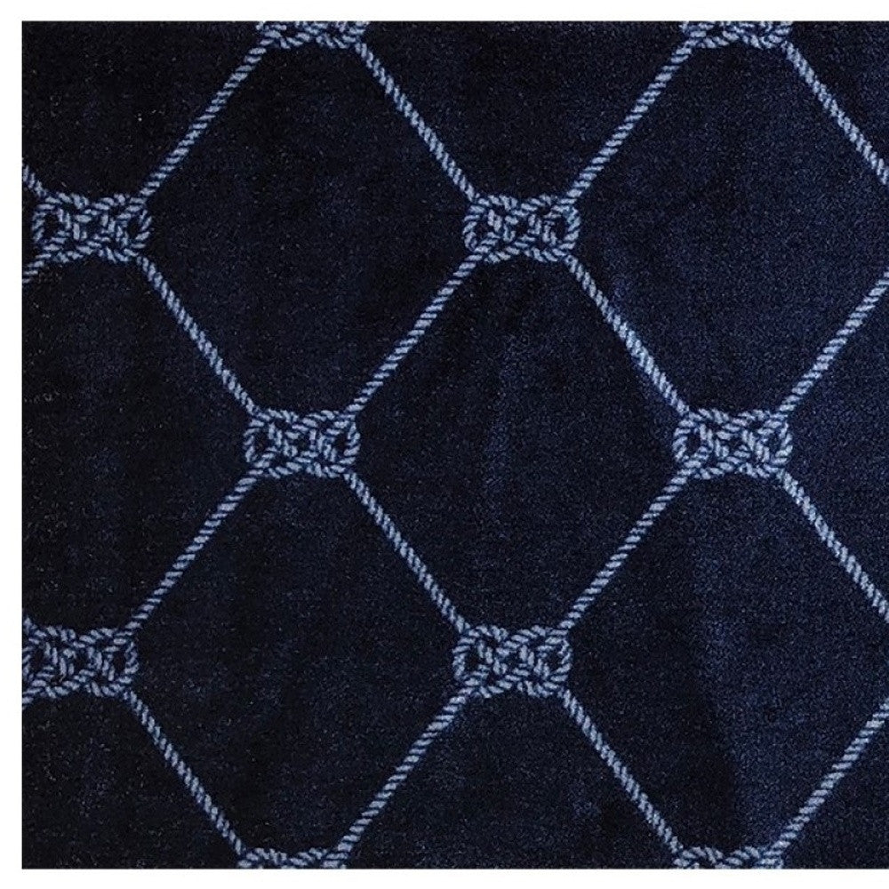 2' X 3' Blue And White Geometric Shag Area Rug-Area Rugs-DECOROLALA