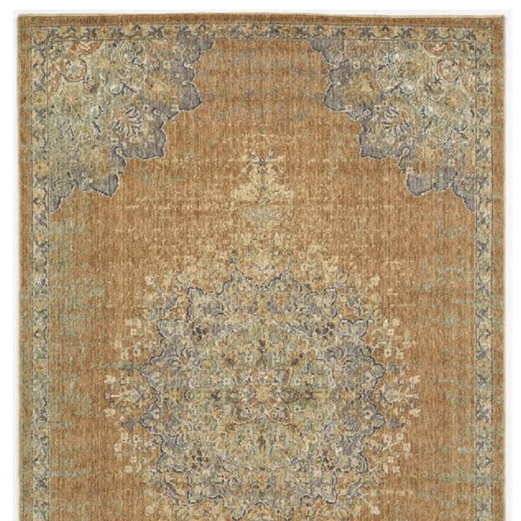2' X 3' Brown And Gray Wool Medallion Area Rug-Area Rugs-DECOROLALA