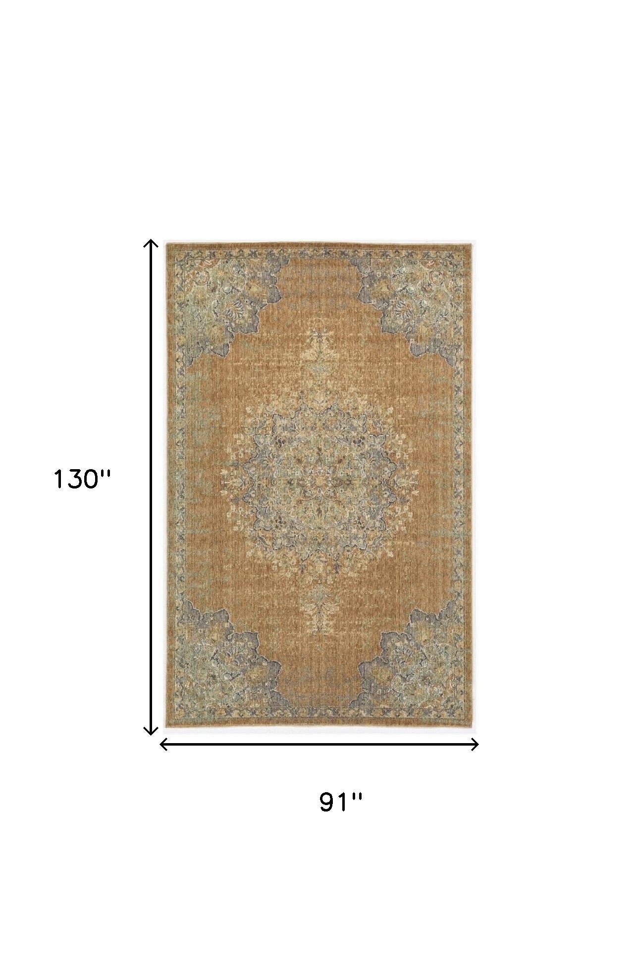 2' X 3' Brown And Gray Wool Medallion Area Rug-Area Rugs-DECOROLALA
