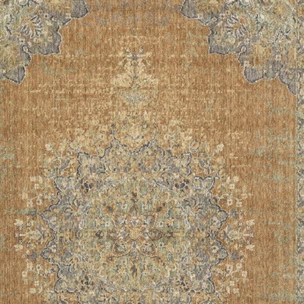 2' X 3' Brown And Gray Wool Medallion Area Rug-Area Rugs-DECOROLALA
