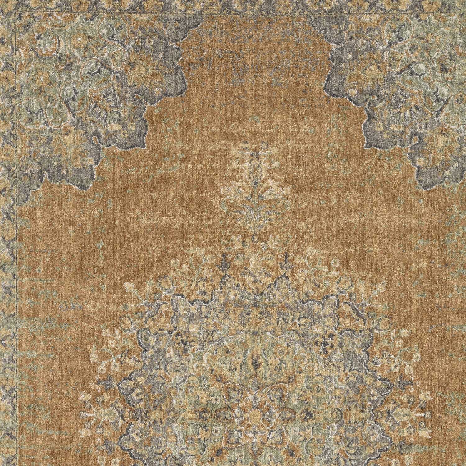 2' X 3' Brown And Gray Wool Medallion Area Rug-Area Rugs-DECOROLALA