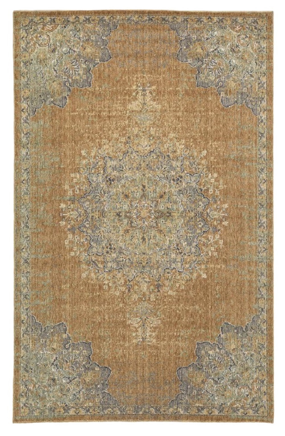 2' X 3' Brown And Gray Wool Medallion Area Rug-Area Rugs-DECOROLALA