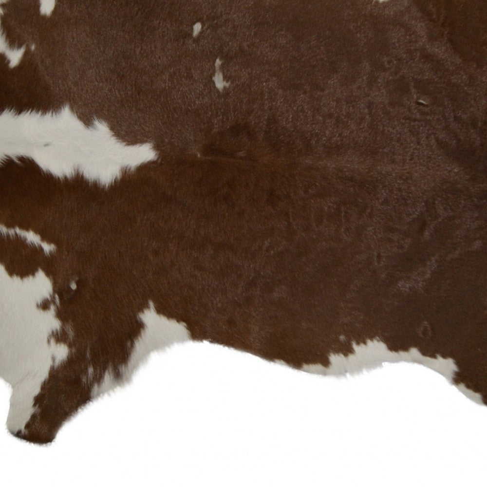 2' X 3' Brown And White Cowhide Cowhide Print Hand Tufted Area Rug-Area Rugs-DECOROLALA