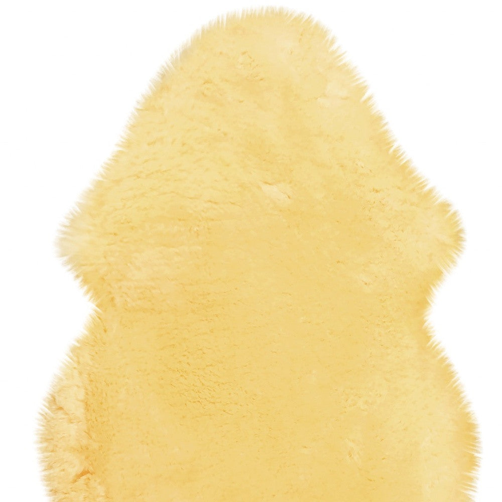 2' X 3' Cream Genuine Sheepskin Animal Print Shag Area Rug-Area Rugs-DECOROLALA