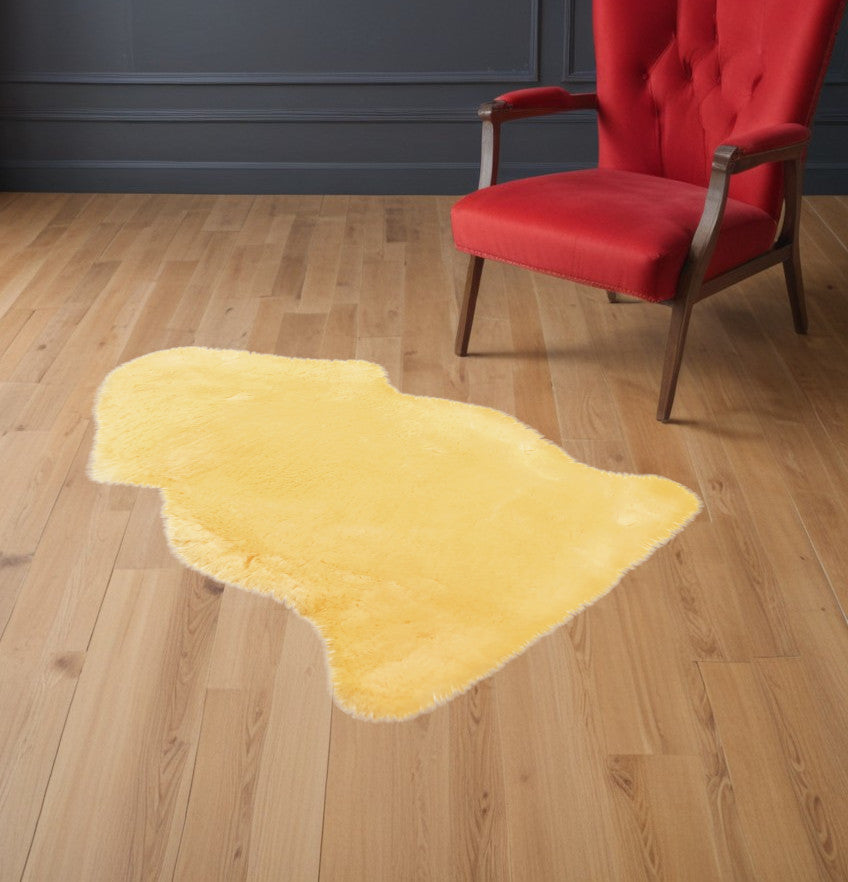 2' X 3' Cream Genuine Sheepskin Animal Print Shag Area Rug-Area Rugs-DECOROLALA