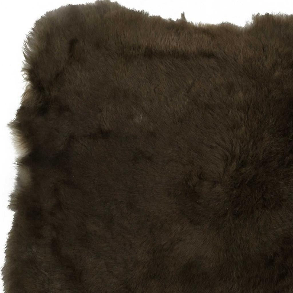 2' X 3' Green And Black Genuine Sheepskin Shag Area Rug-Area Rugs-DECOROLALA