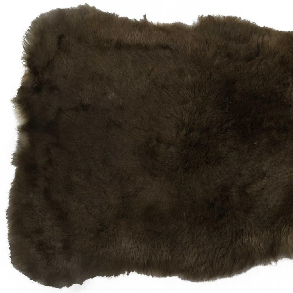 2' X 3' Green And Black Genuine Sheepskin Shag Area Rug-Area Rugs-DECOROLALA